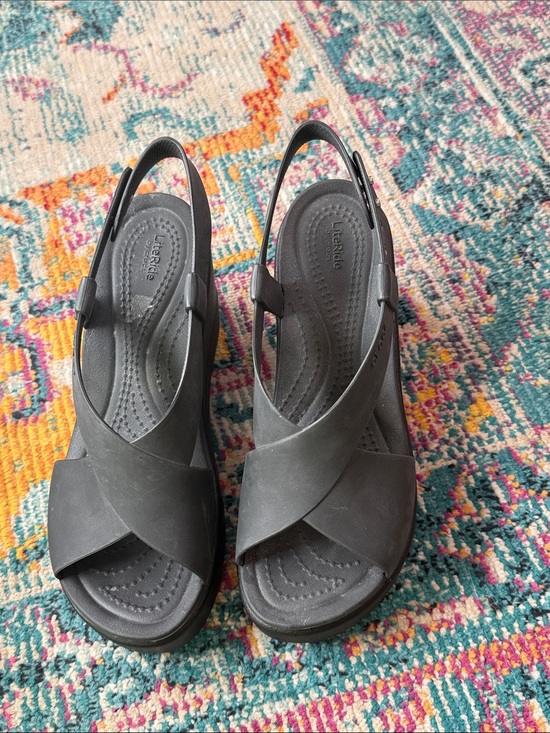 CROCS Shoes - Crocs Brooklyn High Wedge Sandals in black,